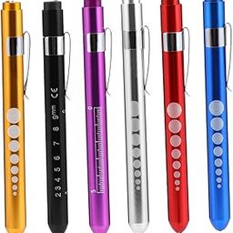GLEAVI 6-Pack Led Flashlight Pen Reusable for School with Metal Clip Ruler Perfect for Runners Random Color-image-50