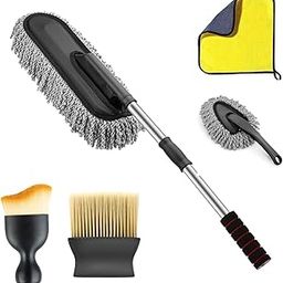 ORJILO 5 PCS Microfiber Car Duster Kit Interior & Exterior Car Cleaning Detailing Tool Scratch & Lint Free, Pollen Removing Extendable Long Handle Duster for Car & Motorcycle car (Car Duster Kit)-17