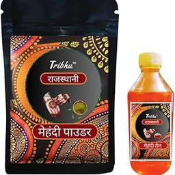 Tribhu Rajasthani Henna Mehendi Powder 50G and Mehndi Oil 50Ml Combo for Hand & Hair | Get Extra Dark Mehendi on Your Hand | Rajasthani Mehandi for Soft & Shiny Hair-image-69