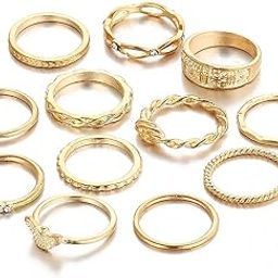 Gold Plated 14 Piece Ring Set For Women and Girls.-image-45