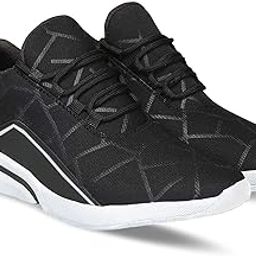 Black Sports Running, Gym, Trekking and Hiking Lace up Shoes for Men-image-49