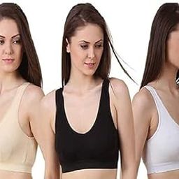 YourBeauty Women's Cotton Slip On Active Bra Seamless Non Padded Pack of 3 | Bra | Non Padded Bra | Bra for Women | Multicolor Bra | Seamless Bra | Bra Set-picture-25