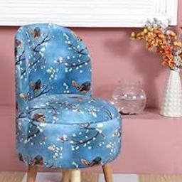 LB TRENDS Sitting Solutions for Home – Wooden Frame Round Ottoman Chair, Soft Cushion Pouffes, Stools Ideal for Living Room, Study & Makeup Table, 32 Inch Height, Chair, Red Bird Balmy Blue-image-25