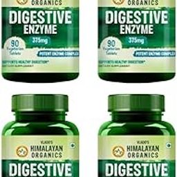 Vlado’s Himalayan Organics Digestive Enzyme with Bromelain & Papain Supplement | Supports Digestion and Better Absorption of Nutrients | Health Management - 90 Tablets x Pack of 4-image-1