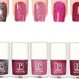 PERPAA Glitter Nail Polish for Women & Girls Combo Pack of 5, 5 ml each-image-33