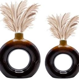 Farkraft Donut Vase Artisan Crafted Ceramic Donut Shaped Vase for Unique Home Decor Accent - Pack of 2, 6 & 8 Inches-image-68