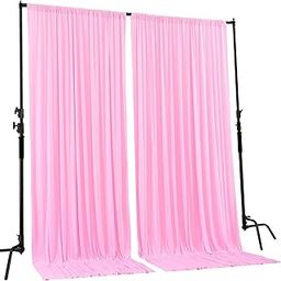 Pink Wrinkle Free Decoration Backdrop Curtain Drapes Pink Backdrop Panels Background for Photography Wedding Parties Birthday Anniversary Function 4.5 x 12 Ft. | Set of 2 |-image-28