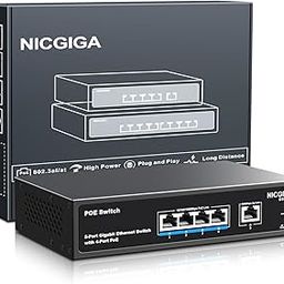 4 Port Gigabit PoE Switch Unmanaged with 4 Port IEEE802.3af/at PoE @78W, 1 x 1000Mbps Uplink, NICGIGA 5 Port Network Power Over Ethernet Switch, VLAN Mode, Desktop/Wall-Mount.-picture-3