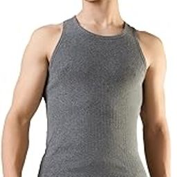 Men Body fit Solid Pattern Pure Cotton Vest (Size: 80)-PZVX00120-G8-image-5