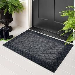 Luxe Home Door Mats for Home Natural Coir mat Solid Black Rectangular, Waterproof, Low Profile All-Purpose Entrance Rug with Anti-Slip Rubber Backing for Indoor and Outdoor Use (45cm x 75cm, Pc 1)-image-5