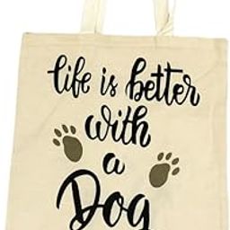 Cotton Canvas Tote Bag with Dog Quote Print, Natural Cream, Reusable Shopping Bag (Set e)-14
