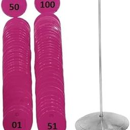 morel PLASTIC NUMBER TOKEN COIN WITH 1 TO 100 PRINT AND HOLE AND STEEL STAND, DOCTOR TOKEN FOR CLINICS, SHOPS, MALLS, QUE, RESTURANT, EXIBITION (PINK) (PINK-1TO100-WITH-STEEL-STAND)-image-84