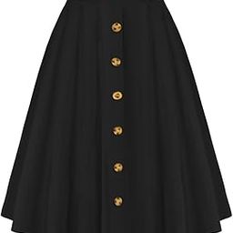A-Line Button Front Midi Skirt with Brown Belt, High Waist-picture-21
