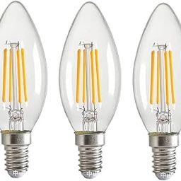 OLIPS Vintage Edison LED Filament Decorative Candel Bulb (4 Watt) E14 Screw Holder Base, Clear Glass, Natural White (PACK OF 3)-image-70