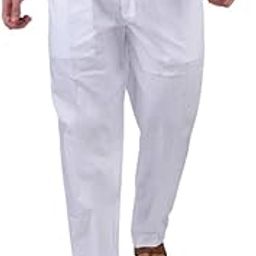 Mens Elastic Waist 100% Cotton White PYjama (Double Stiching)-image-87