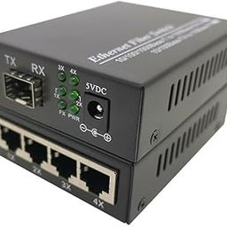 4 RJ45 Fiber Optic Media Converter Gigabit- 1 SFP Port 4 Electrical RJ45 Ports (Without SFP Module) 10/100/1000Mbps Base-Tx To1000Mbps Base-Fx (1 Pcs)-10