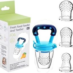 NEPEE Bpa-Free Baby Teether Soother Teething Toy Soft Safe Silicone Pouches Silicone Baby Fresh Fruit Food Feeder Pacifier For Infant With 3 Extra Nipple,Multicolor-24