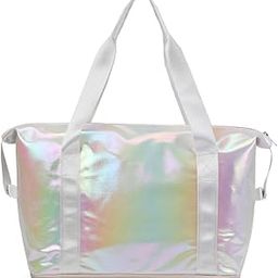 Dazzling Foldable Gym Bag for Women,Sports Travel Duffel Bag, Weekender Overnight Bag with Wet Pocket and Shoes Compartment for Women, Travel,Workout,Gym, Yoga. (Beige)-image-45