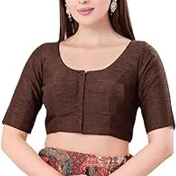 vamas Women's Silk Padded Self Design Half Sleeve Readymade Saree Blouse (CO-193.ELB)-picture-8