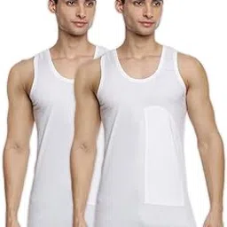 ramraj cotton Men Fine Cotton White Pocket Vest RN (2 PCs Pack)-90-picture-49