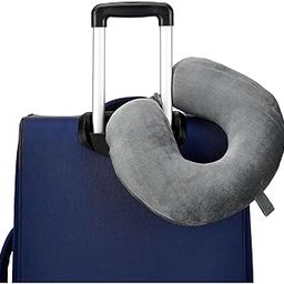 Basics Memory Foam Travel Neck Pillow with Eye Mask & Ear Plugs Combo|Ultra Soft Velvet Fabric | Ergonomically Designed for Ultimate Comfort for Air | Car | Train | Bus Travel- Black | Men and Women.-image-118