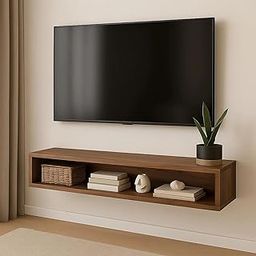 X went Solid Wood Entertainment Floating Tv Unit for Living Room | Floating Media Tv Cabinet | Natural Finish (Large 115 CM)-image-62