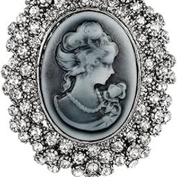Victorian Black Velvet Lace Cameo Choker Gothic Lady Cameo Necklace & Brooch Pin Gift for Her, Velvet, No Gemstone,,Zinc, No Gemstone-image-1
