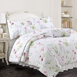 Cozy Line Home Fashions Light Pink Blue Flower Bloom Floral Garden Reversible Quilt Bedding Set, Coverlet Bedspread Lightweight for All Seasons (Carlotta, King - 3 Piece)-image-46