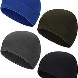 SATINIOR 4 Pieces Winter Warm Watch Cap Soft Polar Fleece Beanie Hat Thick Windproof Outdoor Skull Cap for Men Women-image-20