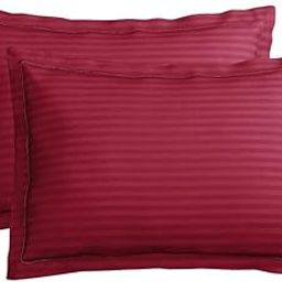 VAS COLLECTIONS Premium 210 TC 100% Pure Cotton Satin Stripes Pillow Cover Set of 2 Pcs, for Hotel Hospital Uses, 18x28 inches - Red & Maroon-image-11