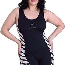 Women Black & White Colourblocked Sleeveless Plus Size Legsuit |Swimming Suit for Women-image-86