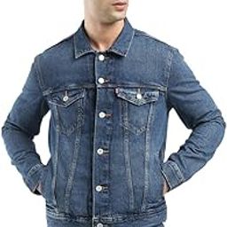 Men's Solid Blue Spread Collar Jacket-image-3