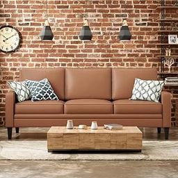 LEGACY OF COMFORT Fauman 78.75'' Faux Leather 3 Seater Sofa Three Seater Sofa for Living Room Guest Room Hotels Office (Brown Leather)-image-21