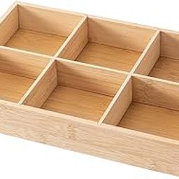 HOKIPO 6-Compartment Bamboo Organizer Tray | Multipurpose Storage & Dry Fruit Serving Tray for Jewelry, Makeup, Snacks, Office Supplies & More (Large, Rectangular) (AR-5793)-image-58