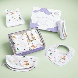 haus & kinder Baby Clothing Set All New Born Combo - Pack Of 5 | Essential Newborn Apparel | Baby Clothing Gift Set | Newborn Shower Gift | Newborn Gift Collection | Woodland Animal, White-7