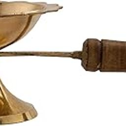 Generic Brass Kapoor Aarti Diya with Wooden Handle-image-60