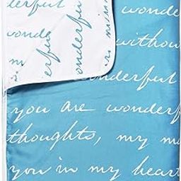 Divine Casa 120 GSM Microfiber Single Dohar | Soft & Lightweight Throw Blanket | Cozy & Breathable | All-Season Comfort | 210 x 140 CM | Typographic Pattern | Sky Blue & White-13