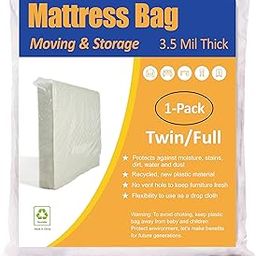 ComfortHome Mattress Bag for Moving and Storage, Heavy Weight, Fits Twin and Full Size Mattress, 1 Pack Clear-image-42