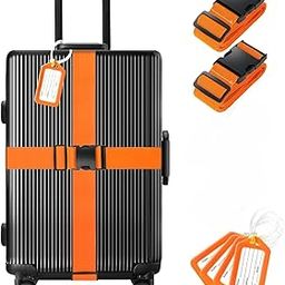 RNAZLIS Heavy Duty Adjustable Luggage Straps with Tags for Suitcases Travel Trolley Bags Motorcycle Bike Car Nylon Packing Accessories for Men Women, Pack of 2 (Orange)-picture-17