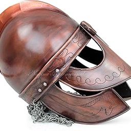 Viking Chainmail Shipwrecked Finish Medieval Templar Crusader Knight Armor Helmet | Greek Roman Spartan Armour Headpiece | Wearable Free-Size for Adult Halloween Costumes (Antique Copper)-31
