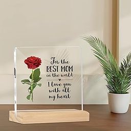 Giftplease Acrylic Sign Best Mom in The World Quote Plaque with Wood Stand Gift for Mom Home Office Desk Decor | (4 X 4 Inches) MP_01-image-39