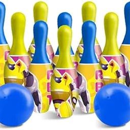 Snow Bowling Set (Robot Character Bowling Set Junior Toy Set with 10 Pins and 2 Ball Indoor Outdoor Sports Game for Kids) Multicolor-22