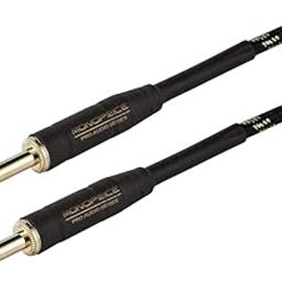 15ft Cloth Series 1/4 inch (0.635 cm) TS Male 20AWG Instrument Cable - Black & Gold-picture-11