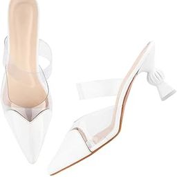 Transparent Chunky Heel Bellies Women's Fashion Pointed Gorgeous Block Heel Pump Shoes for Party and Formal Occasions-picture-5