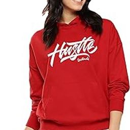 Women's Boyfriend/Loose Fit Printed Women Hoodies Sweatshirt (Color Red)-image-75
