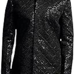 Men's Velvet Sherwani Only Top - Velvet Sequined Embroidered Indo Western-image-65