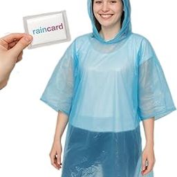 Emergency Rain Poncho Disposable Waterproof Raincoat with Hood – Lightweight, Compact, and Portable – Travel Rain Gear for Adults and Kids – Unisex One Size Fits All – Pack of 5-39