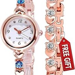 Premium Girl's Special Quality Different Heart Shape Bangle Analog Watch with Rose Gold Bracelet - Pack of 2-image-21