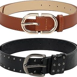 Women's PU Belt for Jeans and Pants, Stylish Adjustable Waist Belt for Women, Fashionable Casual Accessory – White & Brown 25mm Width, Perfect for Casual & Formal Wear-image-59