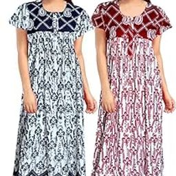 Women's Pure Cotton Nightwear Casual Nighty (RED Black CHEEKU-96 Free)-image-10